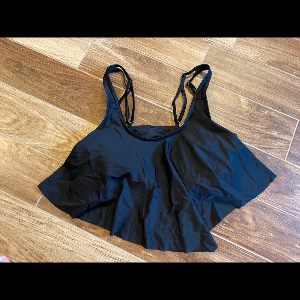 Coskaka Black Flounce Tankini Top- Medium like NEW - Picture 5 of 7